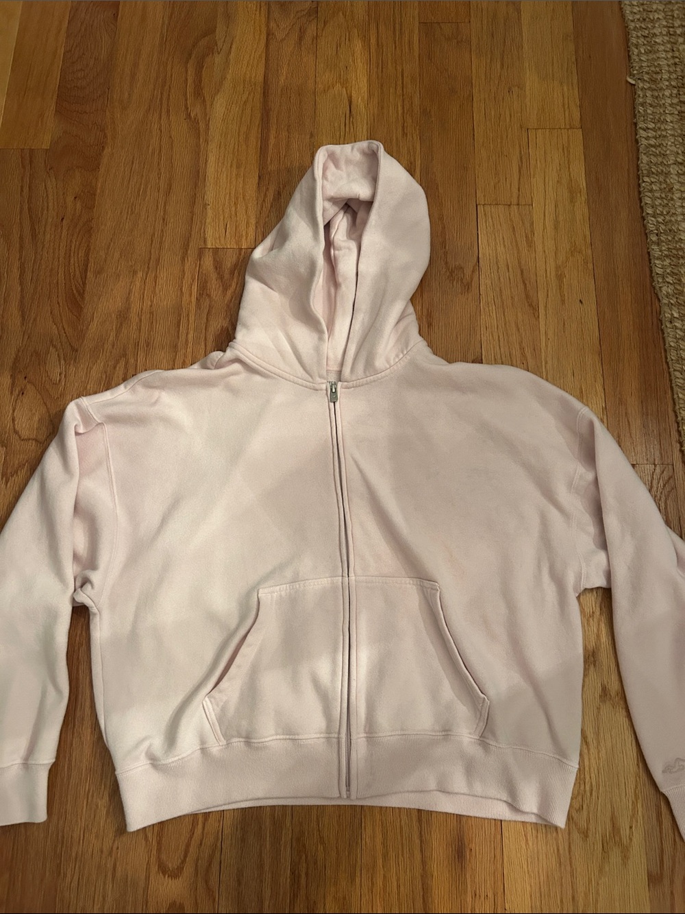 Hollister Women's Light Pink Zipper down Hoodie